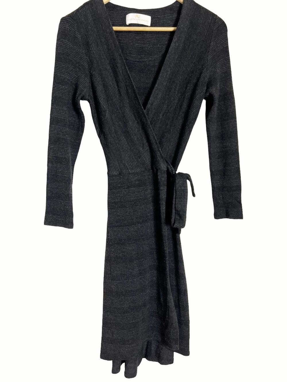 Amanda Uprichard Knit Gray Long Sleeve Sweater Wrap Dress Size S